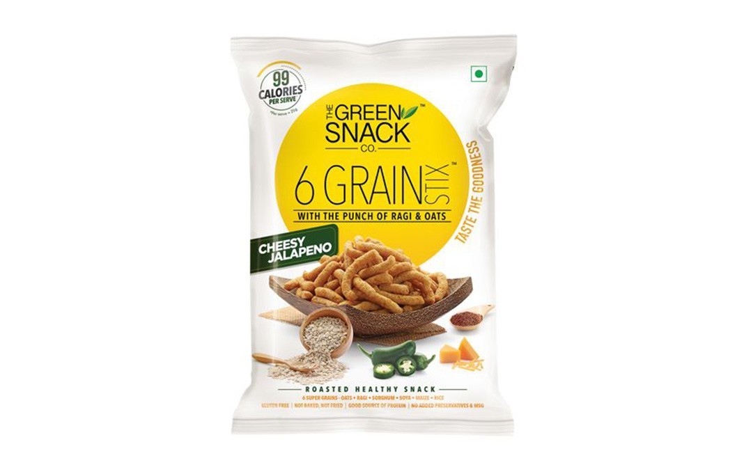 The Green Snack Co 6 Grain Stix, Cheesy Jalapeno    Pack  85 grams
